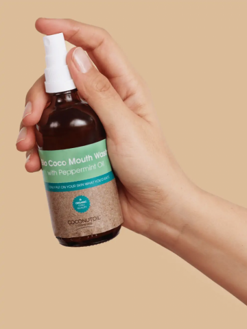 Coconutoil Bio Coco Ústna Voda s Mätou 100 ml pre svieži dych a každodennú starostlivosť o ústnu dutinu.