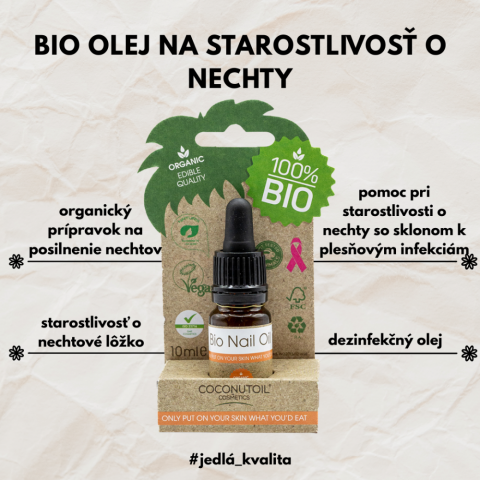 CoconutOil Cosmetics Bio Olej na Nechty - 10 ml Coconutoil Bio Olej na Nechty 10 ml na výživu nechtov a regeneráciu nechtovej kožtičky.