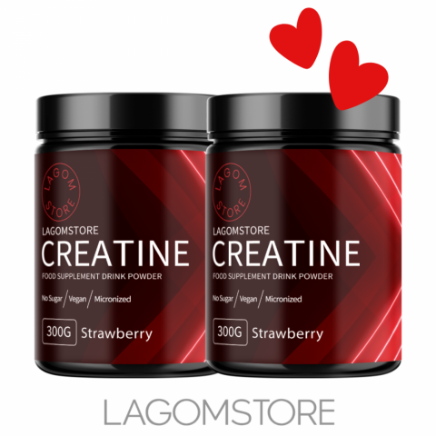 Lagomstore Creatine Monohydrate Jahoda 300 g – ochutený kreatín na zlepšenie športového výkonu