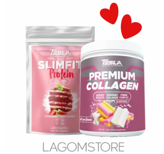Tesla SlimFit Protein a Tesla Premium Collagen 450 g – balíček pre formovanie postavy a podporu pokožky