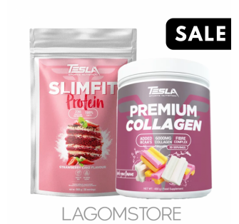 Tesla SlimFit Protein a Tesla Premium Collagen 450 g – balíček pre formovanie postavy a podporu pokožky